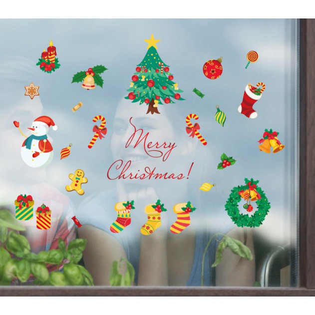 Decal trang trí noel bộ sưu tập các phụ kiện giáng sinh