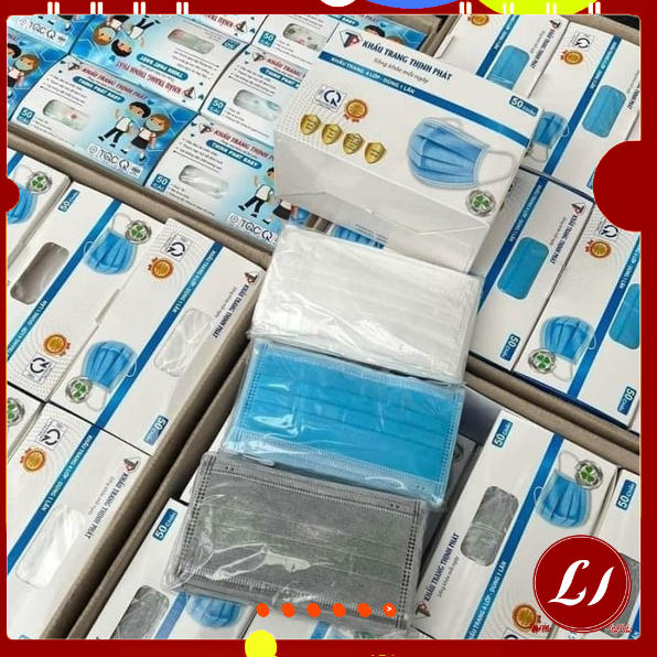 Hộp 50 CHIẾC KHẨU TRANG  4 LỚP dày dặn cho người lớn