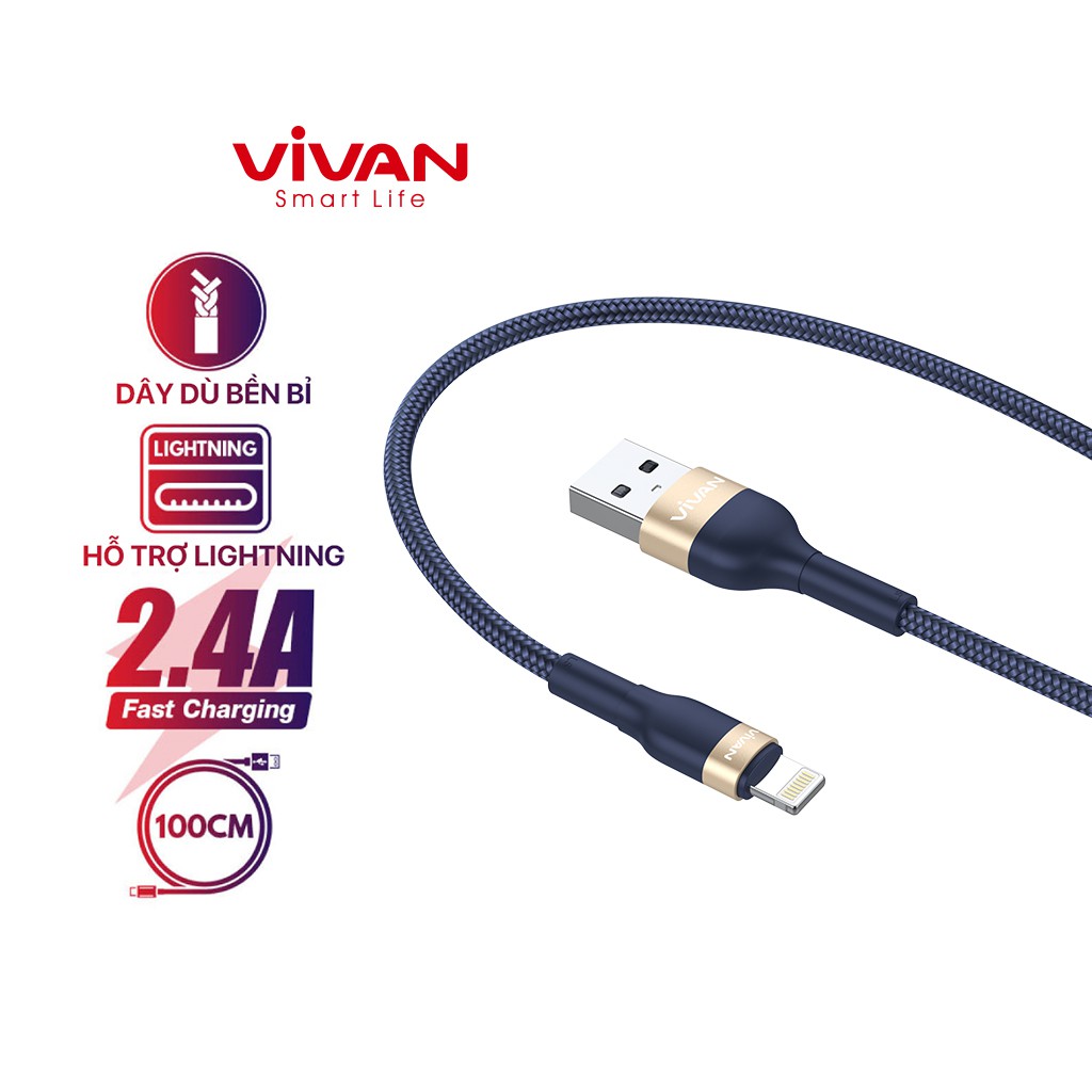 Cáp Sạc Nhanh Lightning/Type-C/Micro VIVAN Dây Dù Cho Các Dòng Android/ iOS VXC100