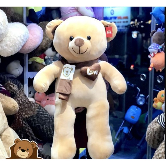 Gấu Teddy Nhồi Bông Cỡ Lớn Khăn Thêu Xinh Xắn Đáng Yêu