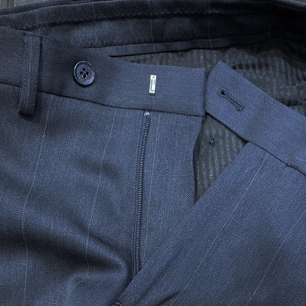 OWEN - Quần âu nam SLIMFIT  màu navy kẻ ô chìm 100% Nano co dãn nhẹ 23471 - Quần tây nam