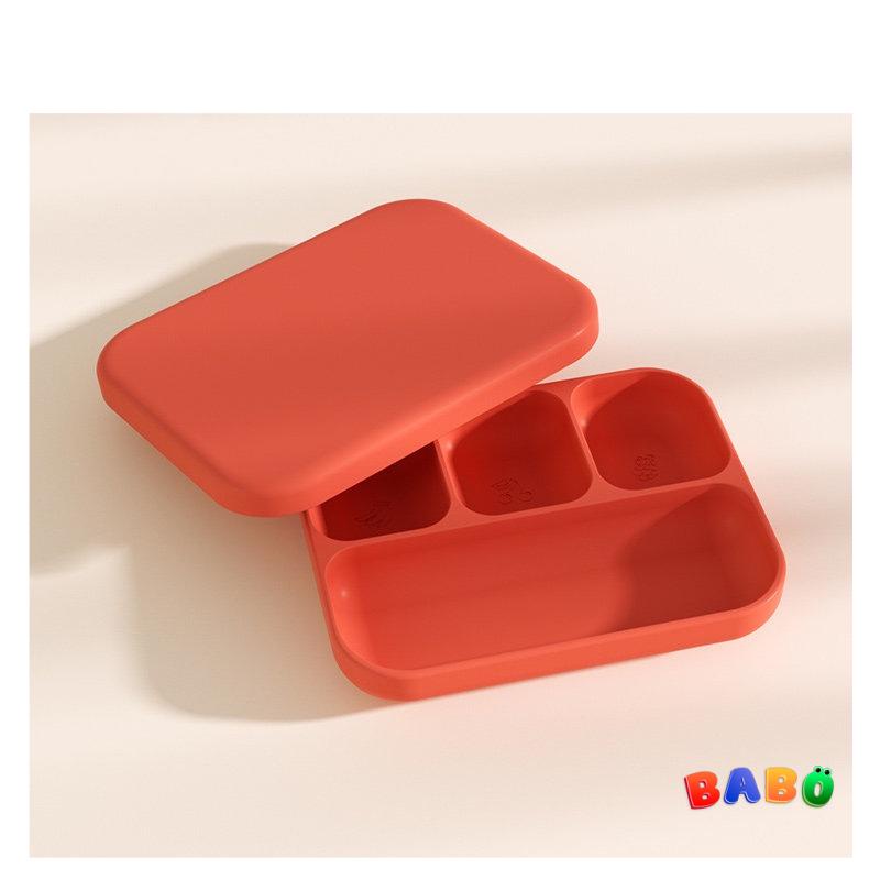 Đĩa ăn dặm Cho bé silicone có vách ngăn, Đê hút chống trượt cho trẻ em ăn uống và chống rơi có nắp