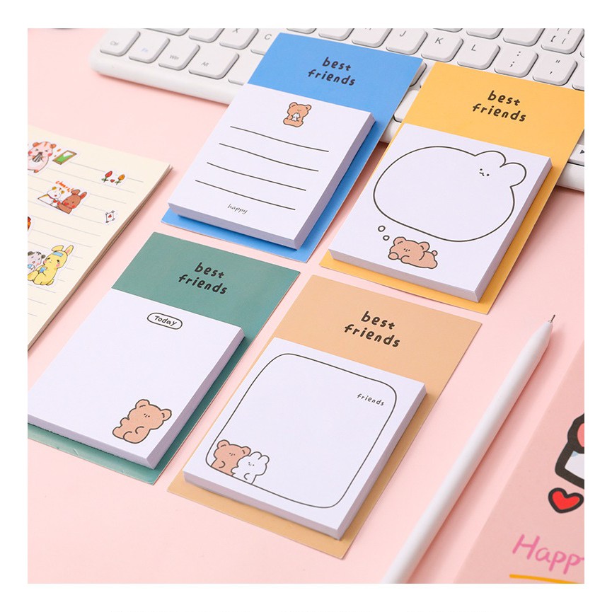 Giấy note, giấy ghi chú Gấu Thỏ Friends, 30 tờ SakuraShop