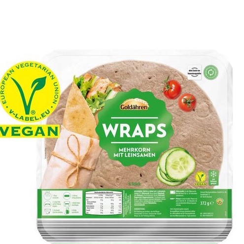 VỎ BÁNH HỮU CƠ CUỘN TORTILLAS WRAPS WEIZEN GOLDAHREN VEGAN 6 MIẾNG 372G