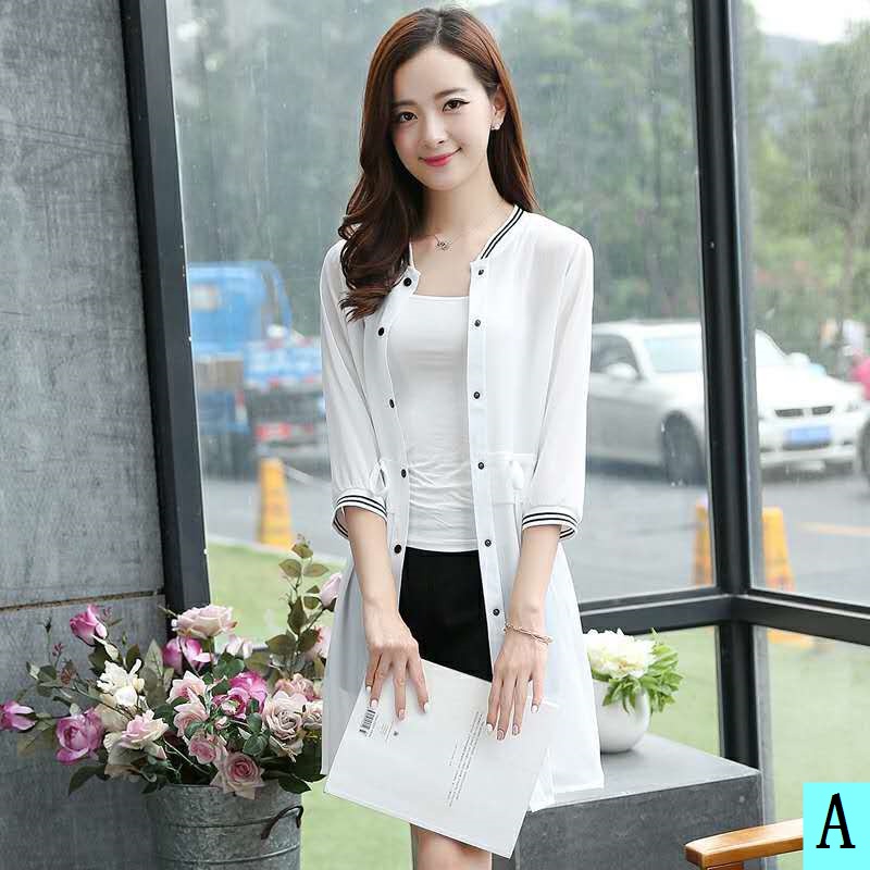 Áo Khoác Cardigan Chiffon Chống Nắng Dáng Rộng Dài Ngang Gối Thời Trang Mùa Hè 2022 Cho Nữ