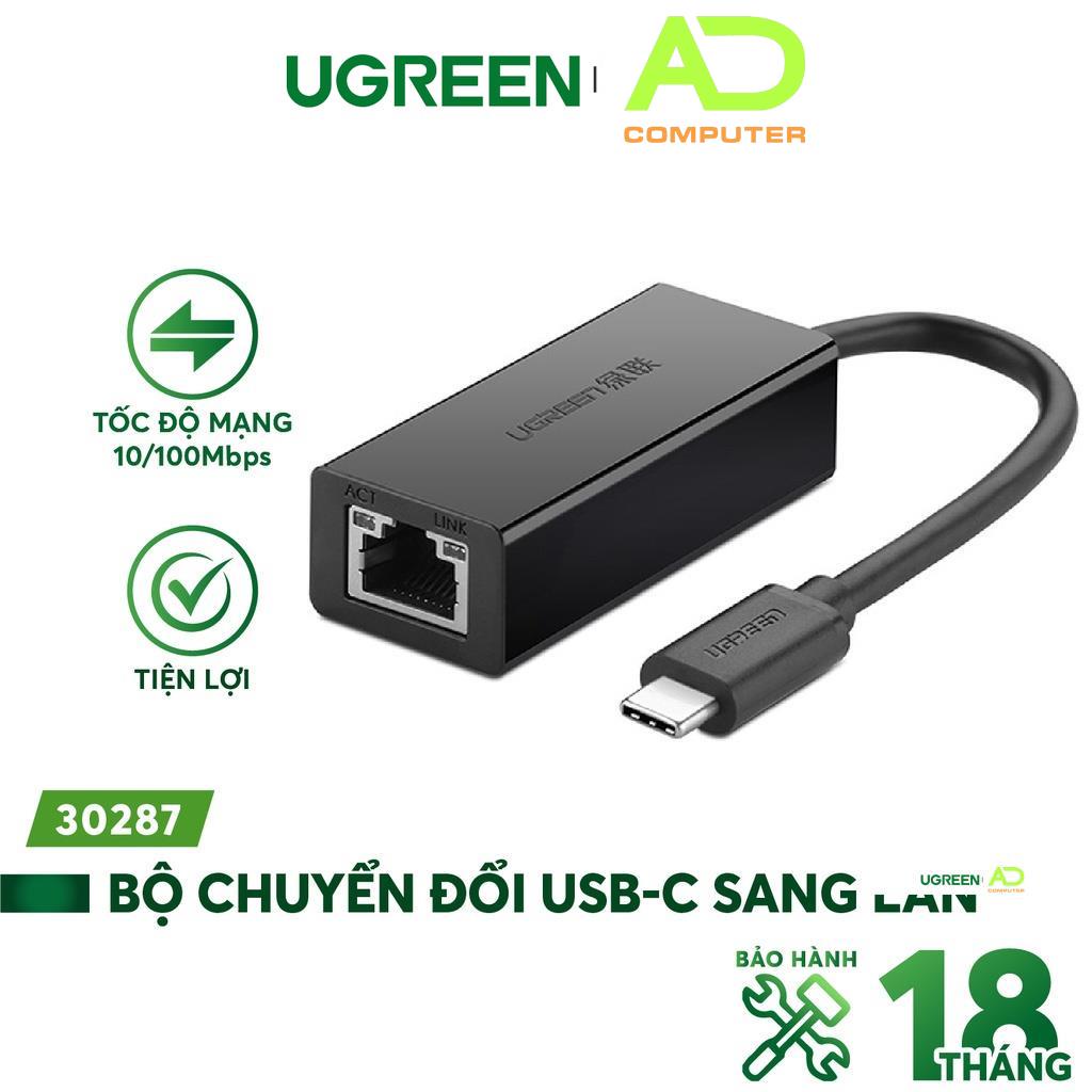 Bộ chuyển đổi USB Type C san LAN 10/100 Mbps Ethernet UGREEN 30287 (màu đen)