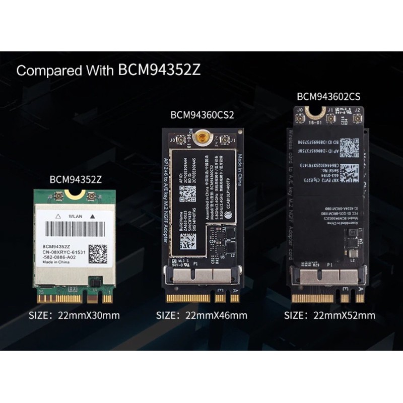 Combo card wifi BCM94360 for laptop / pc chuẩn m2 ngff chạy hackintosh