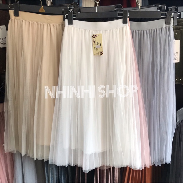 Chân váy lưới xòe cạp chun, Chân váy dáng dài CV905 - Dài 73cm - NhiNhiShop | BigBuy360 - bigbuy360.vn
