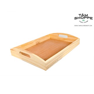 Khay trà 2 quai gỗ Bigsize TAN