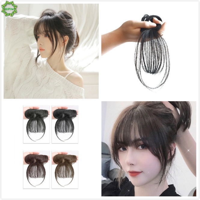 Tóc mái giả 3D bằng tơ không đường may có kẹp tiện dụng