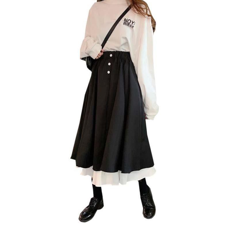 CHÂN VÁY DÀI kiểu dáng ulzzang phối 2 màu đen trắng phong cách Hàn Quốc xinh xắn CV011 | BigBuy360 - bigbuy360.vn