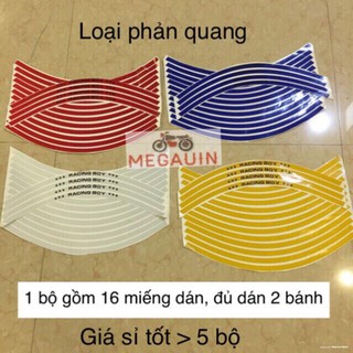 BỘ DECAL RACING PHẢN QUANG DÁN VÀNH RCB (TEM CHỈ VÀNH)