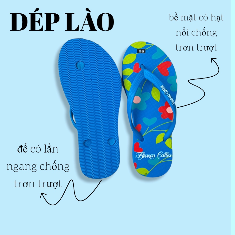 Dép xỏ ngón, lào, tông, kẹp, hình tim hoa lá, đế dày, cứng cáp, dẻo dai 36 37 38 39