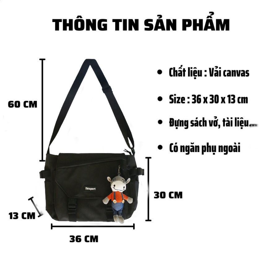 Túi Đeo Chéo Nữ vải canvas Túi Đeo Vai đi học đi chơi phong cách Hàn Quốc Thời Trang Hazin