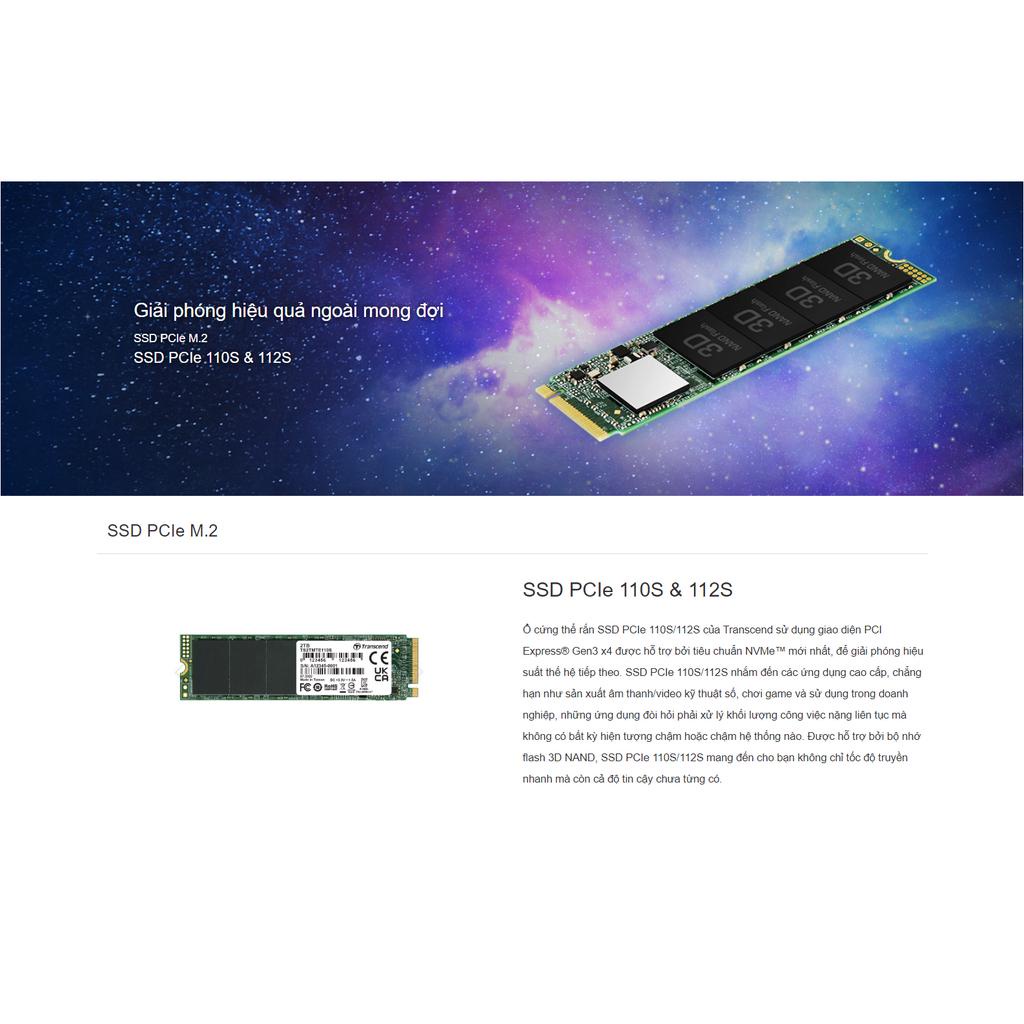 Ổ cứng SSD Transcend M.2 2280, Gen3x4, 3D TLC, up to 2,500/1,700 MB/s, DRAM-less, up to 800 TBW - Bảo hành 5 năm chính h