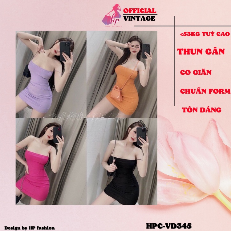 Đầm 2 dây bún nữ body, váy dáng ngắn thun gân đủ màu sang chảnh dự tiệc - VD345