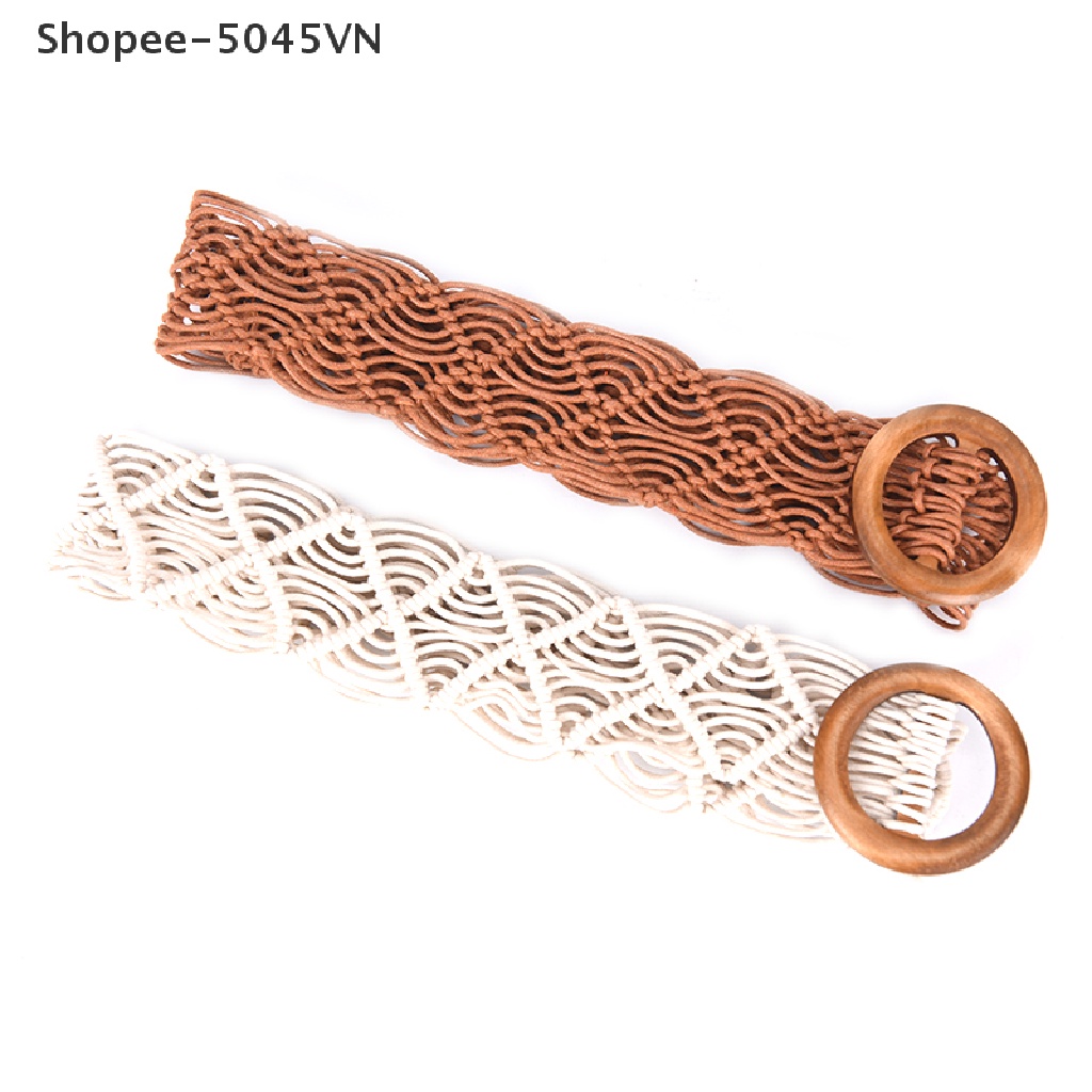 Thắt Lưng Nữ Bản Rộng Có Khóa Gỗ Phong Cách Bohemian Cổ Điển Mới