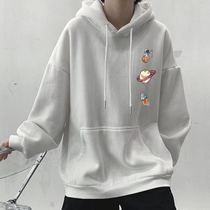 Áo hoodie Mùa Đông Dáng Suông Có Túi Tay Dài In Họa Tiết Phi Hành Gia Thời Trang Thoải Mái Size M-8XL Phong Cách Hàn Quốc Cho Nam