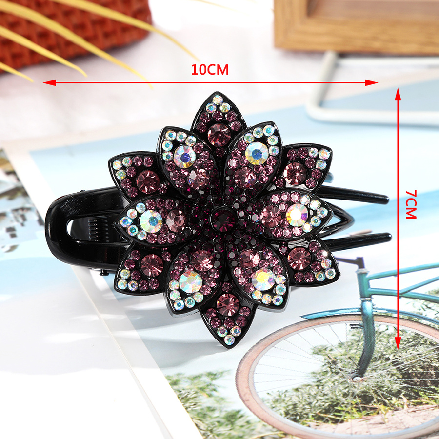Kẹp tóc mặt hình hoa đính pha lê nhiều màu thời trang cho nữ