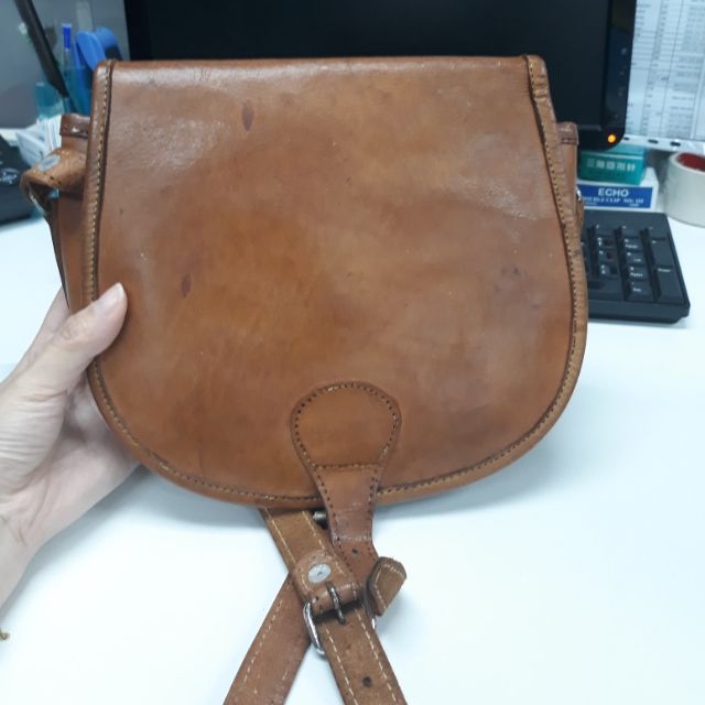 Thanh lý túi đeo chéo 2hand, da mộc, kiểu vintage, màu nâu tây