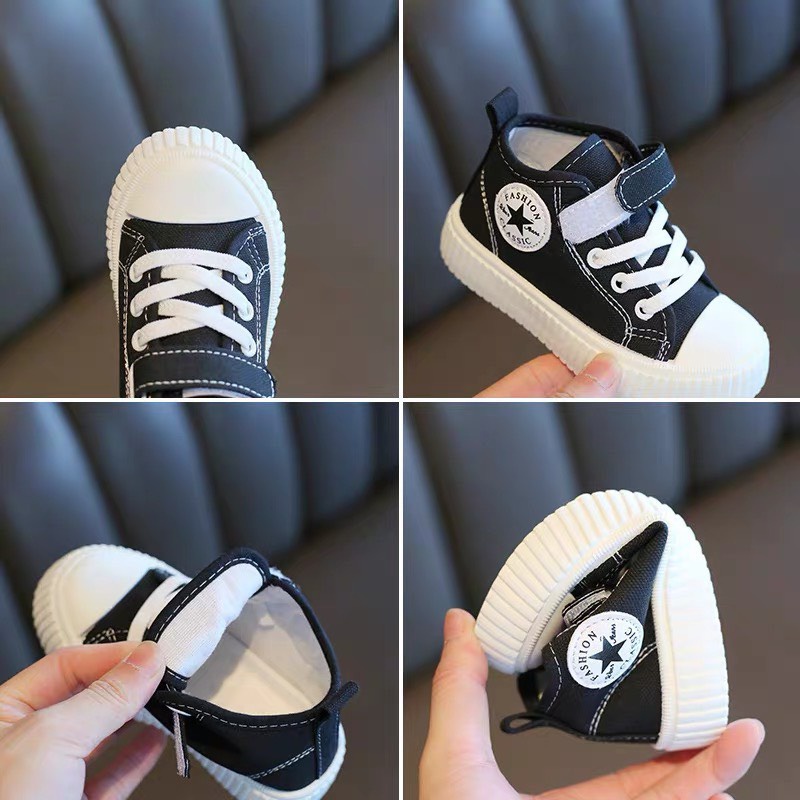 GIÀY THỂ THAO CAO CỔ CANVAS CHO BÉ TRAI BÉ GÁI - GIÀY SNEAKERS CHO BÉ CÓ QUAI DÁN, VẢI MỀM, ĐẾ ÊM CHÂN (SZ22-SZ33) A1