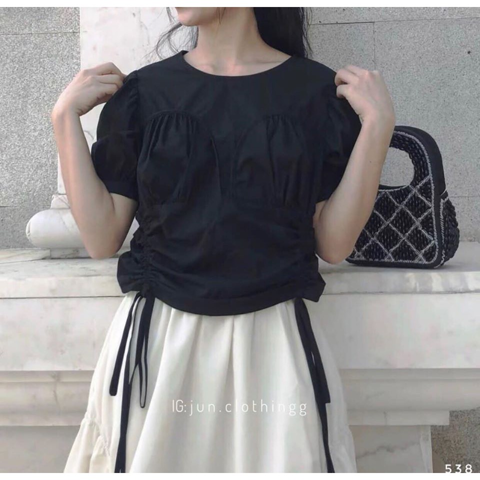 [ẢNH THẬT TRẢI SÀN] ÁO CROPTOP CHUN RÚT HAI BÊN HÔNG XINH XẮN GIÁ RẺ- MORA CROPTOP