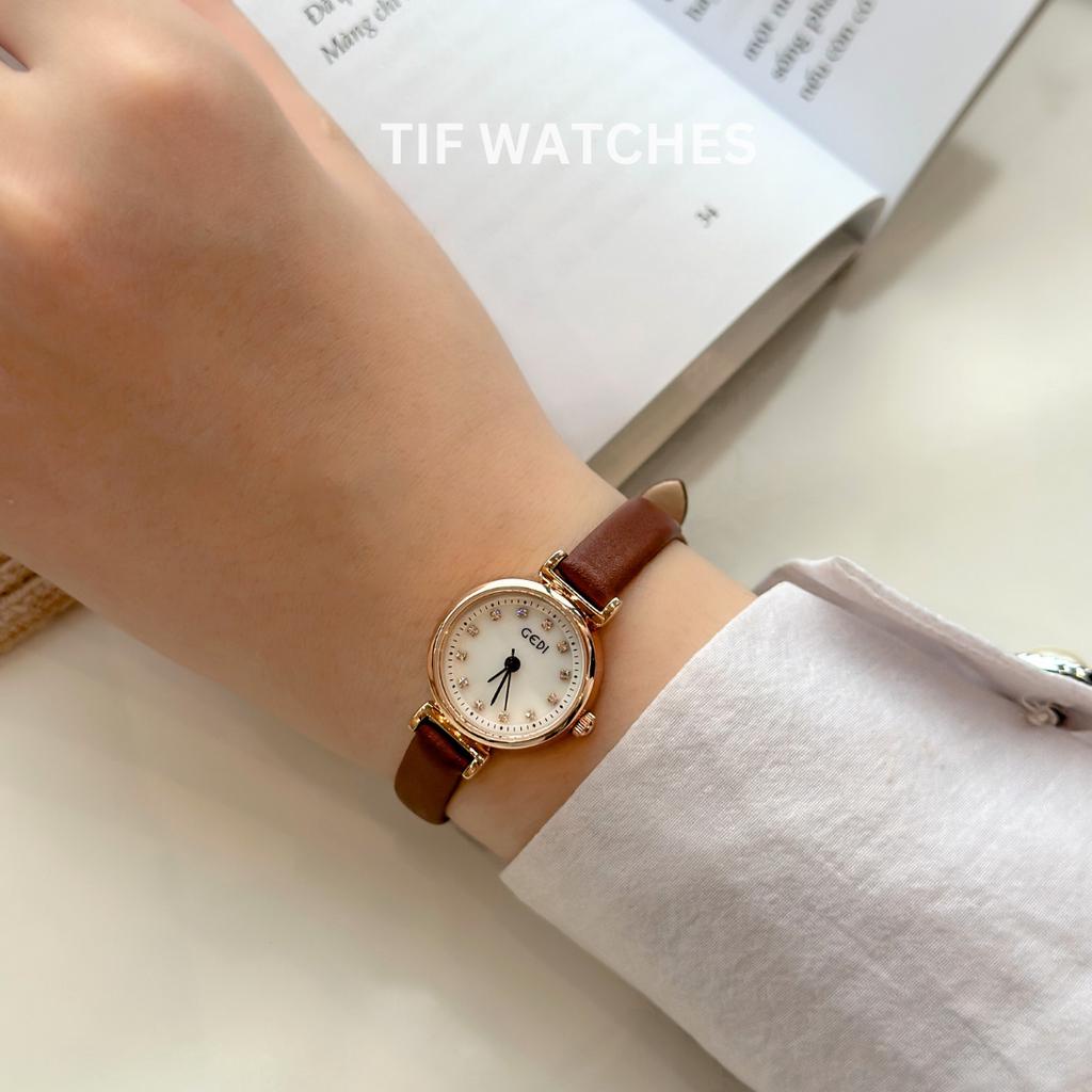 Đồng Hồ Đeo Tay Mặt Nhỏ GRACIE Tif Watches Đính Đá Thép Không Gỉ Phong Cách Hàn Quốc Sang Trọng