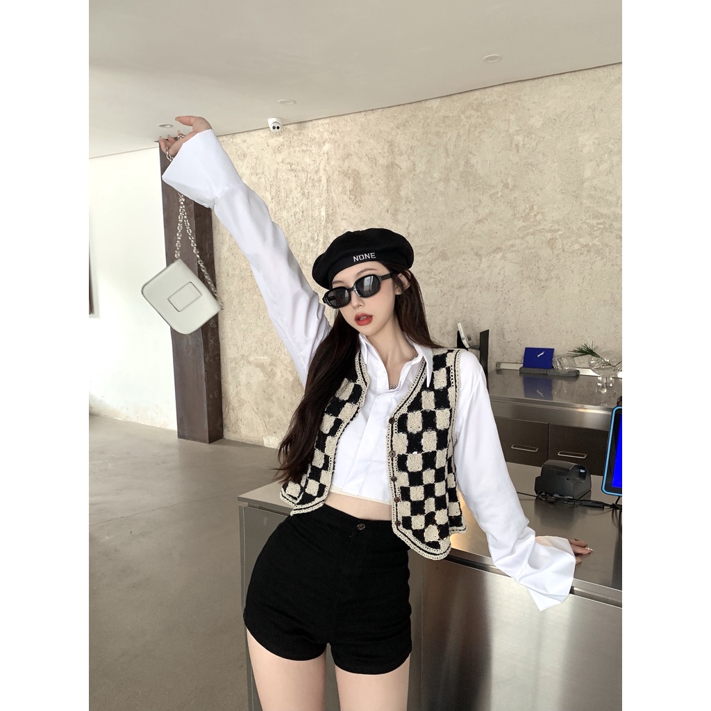 Áo khoác cardigan không tay họa tiết kẻ sọc phong cách cổ điển thời trang cho nữ
 | BigBuy360 - bigbuy360.vn