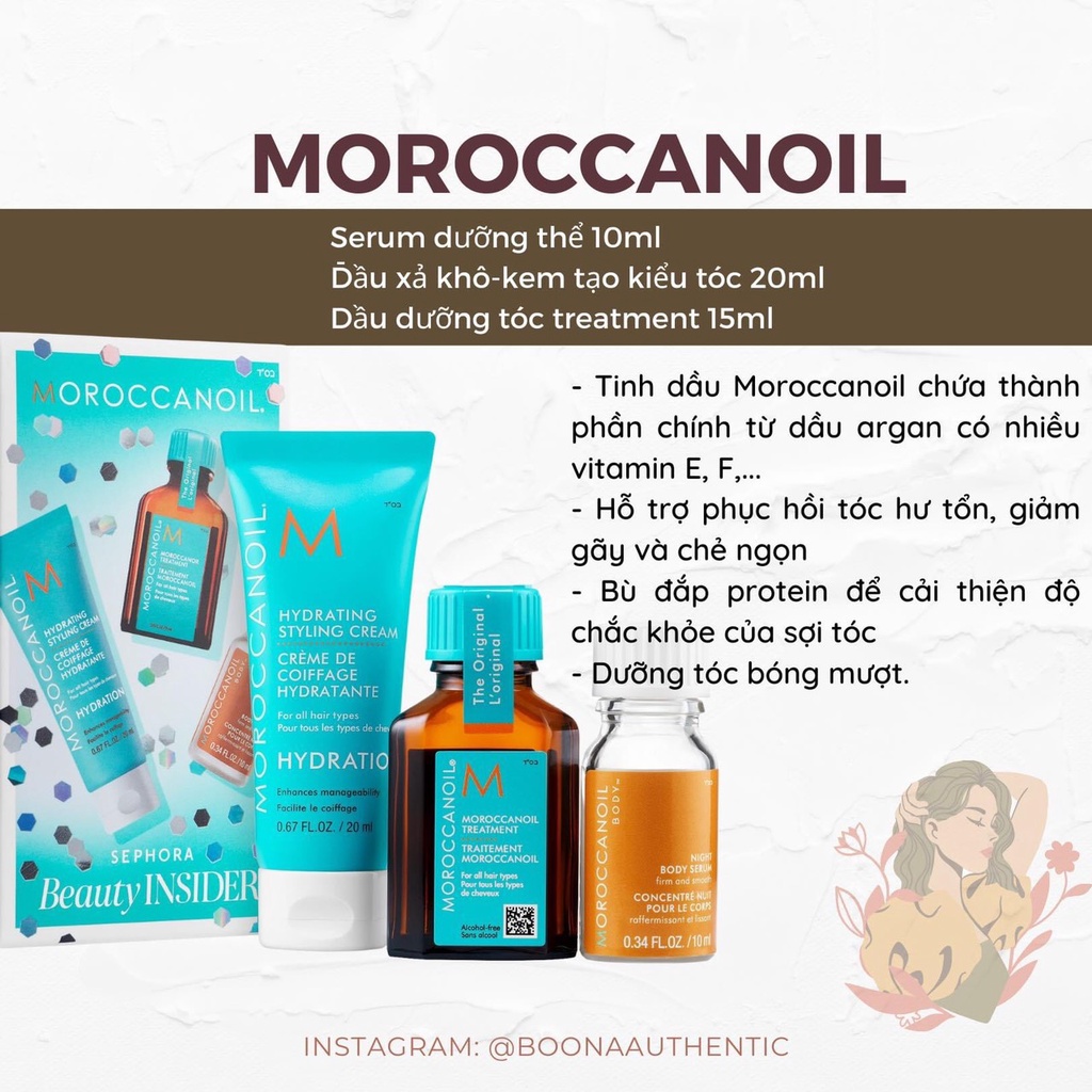 Set dưỡng tóc Moroccanoil 3 món hàng gift Sephora US chính hãng chuẩn