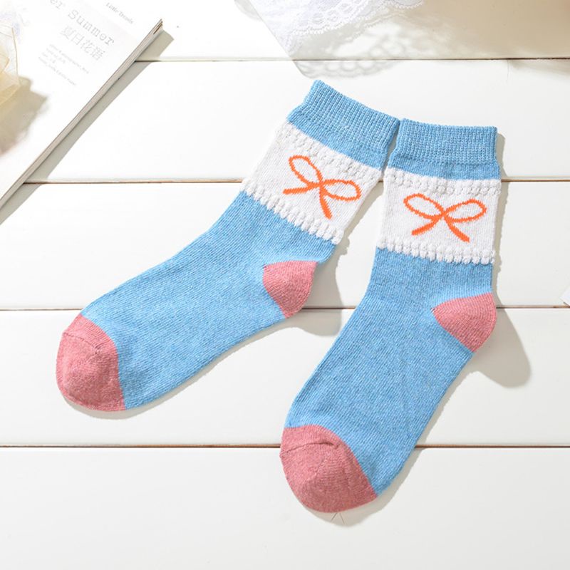 5 Đôi Tất Chân Len Hoạt Hình Giữ Ấm Cho Nữ