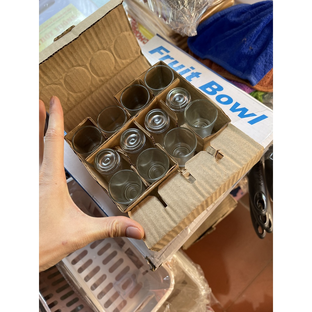 Ly thủy tinh cao cấp côc rượu bộ 12 ly rượu thủy tinh sang trọng tiện lợi đế dày nhỏ gọn sotoba