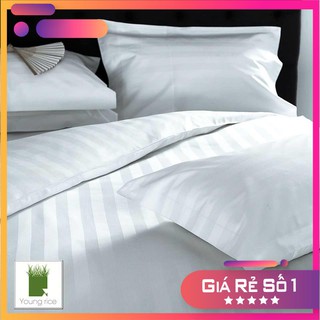 ⚡️Gía kho ⚡️ Bộ Drap Cotton Khách sạn trắng sọc 3 phân 1m/m2/m4/m6/m8 nệm 5_17cm