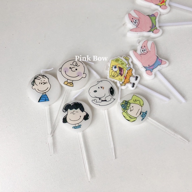 Nến hình gia đình Snoopy/SpongeBob/Patrick/bọt biển 1 set 5c