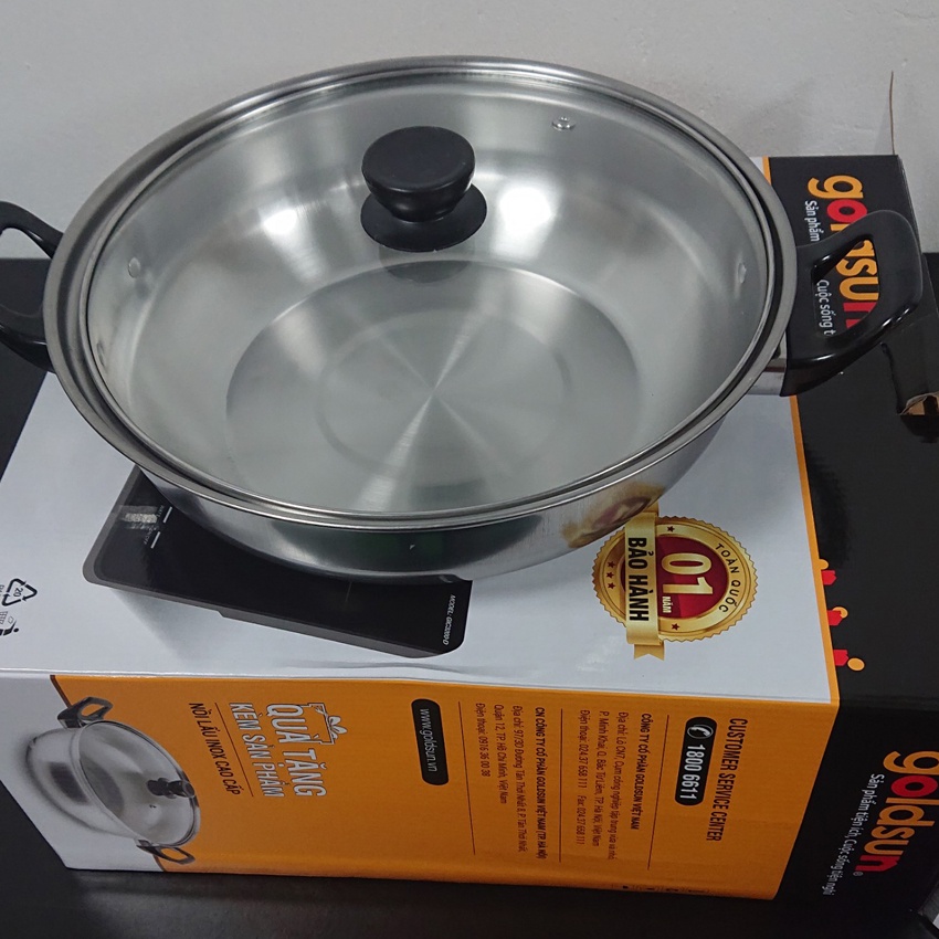 Bếp từ Goldsun GIC3200-D, Bếp điện từ đơn tặng nồi inox GOLDSUN công  suất 2200W bảo hành 12 tháng MÃ 10101534
