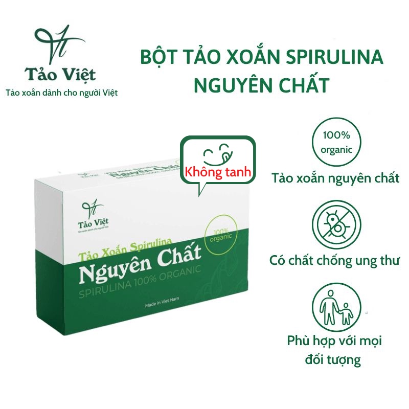 Bột tảo xoắn Spirulina Tảo Việt nguyên chất không tanh chính hãng hộp 16 gói TXB01