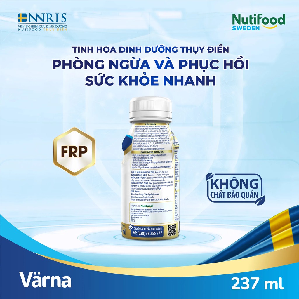 [HSD T1-2025] Thùng 24 Chai Sản Phẩm Dinh Dưỡng Pha Sẵn Nutifood Varna Complete Chai 237ml.