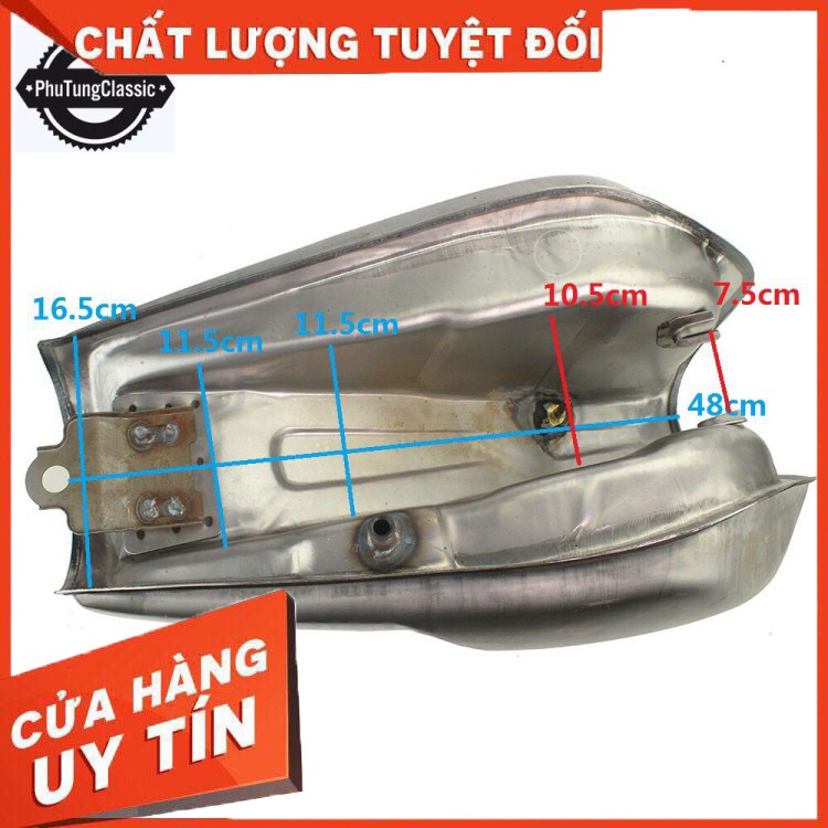 Bình Xăng độ gò lớn, đầy đủ khóa nắp bình