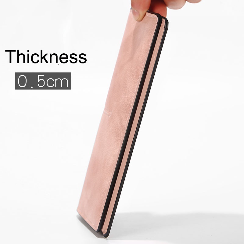 Ví Da PU Siêu Mỏng Dáng Dài Đa Năng Thiết Kế Đơn Giản Phong Cách Hàn Quốc Cho Nữ