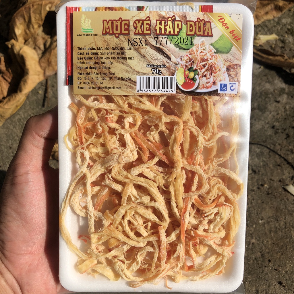 Khô mực hấp dừa xé sợi 70g - mực hấp nước dừa đồ ăn vặt và nhậu Là Nghiện IMINT FOOD - BTMUC70G