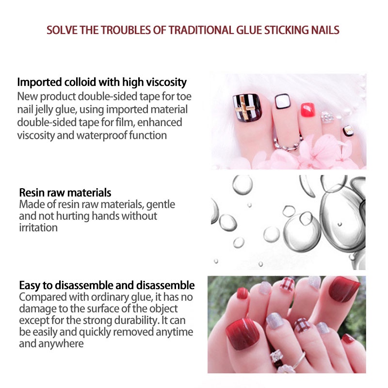 [Hàng mới về] Bộ 24 miếng dán móng giả thạch linh hoạt hai mặt độ bám dính tốt hơn bền