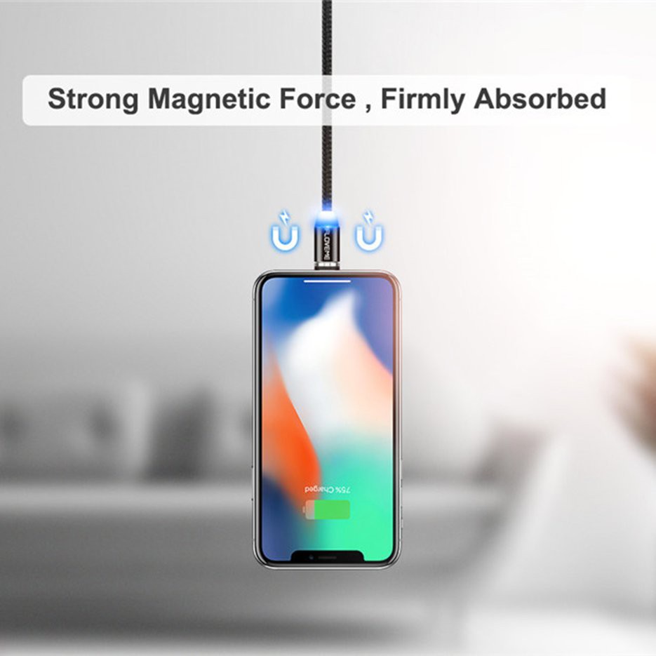 Floveme Cáp sạc nhanh từ tính kết nối cổng Micro USB/ Type C/ Lightning cho iOS iPhone Android