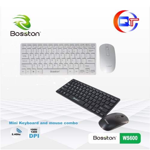 Combo ko dây Keyboard + Mouse BOSSTON WS600 Mini Black Chính [Dino PC]