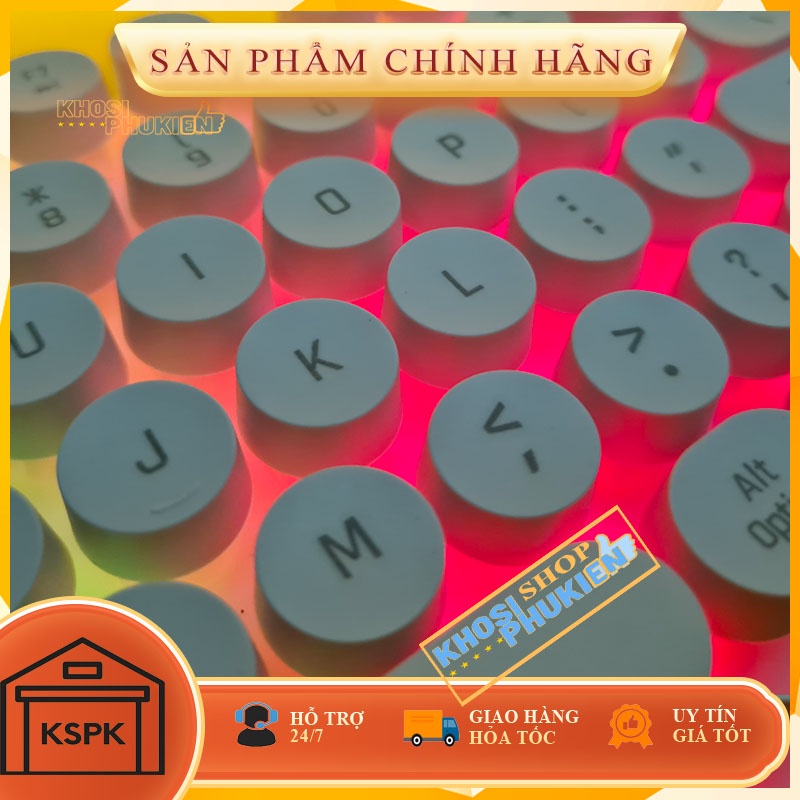 Bàn phím giả cơ nút tròn 2 màu đen và trắng có led đa màu siêu bền giá rẻ