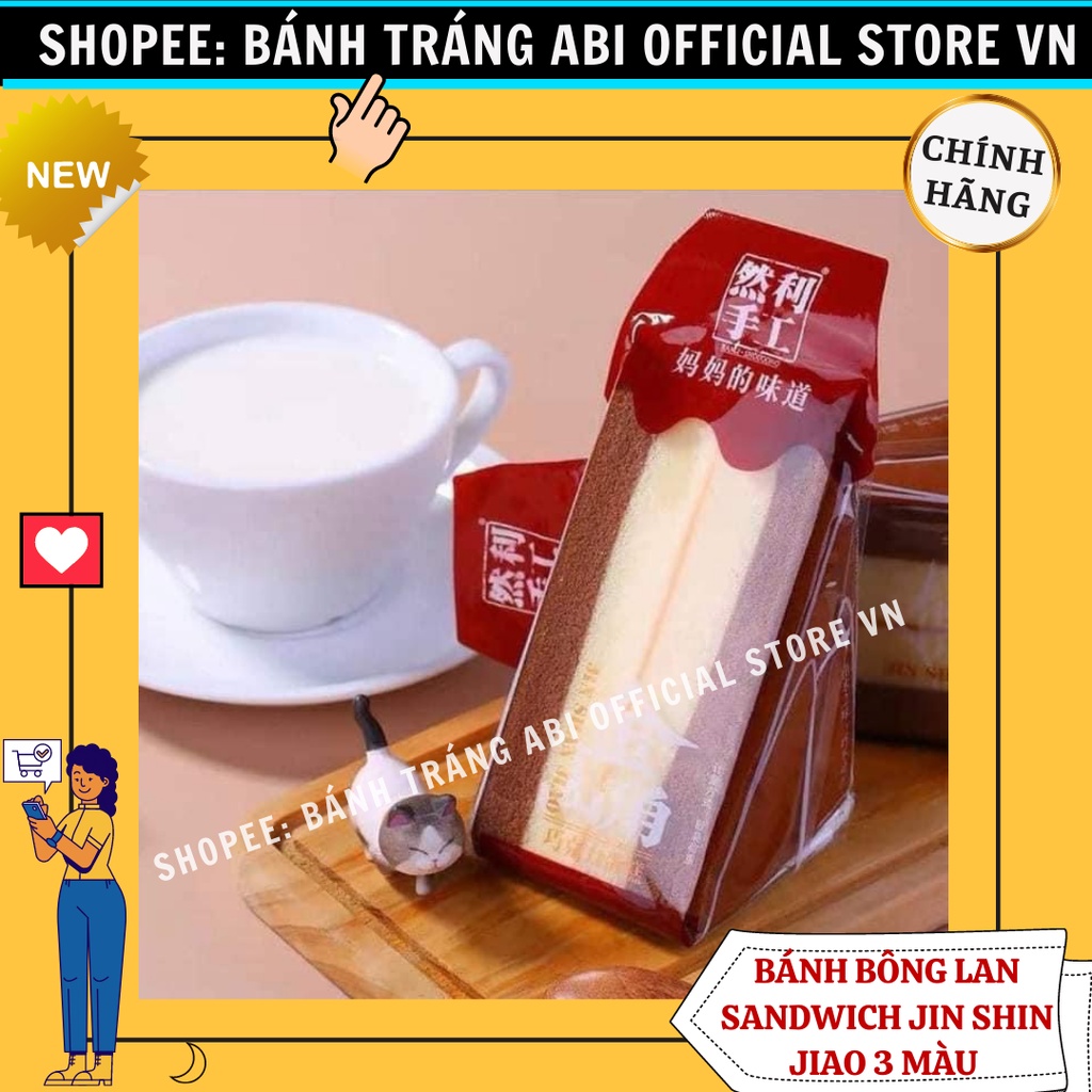 Bánh bông lan gato tam giác cao cấp đài loan Jin Shan Jiao 3 vị socola trà xanh dâu