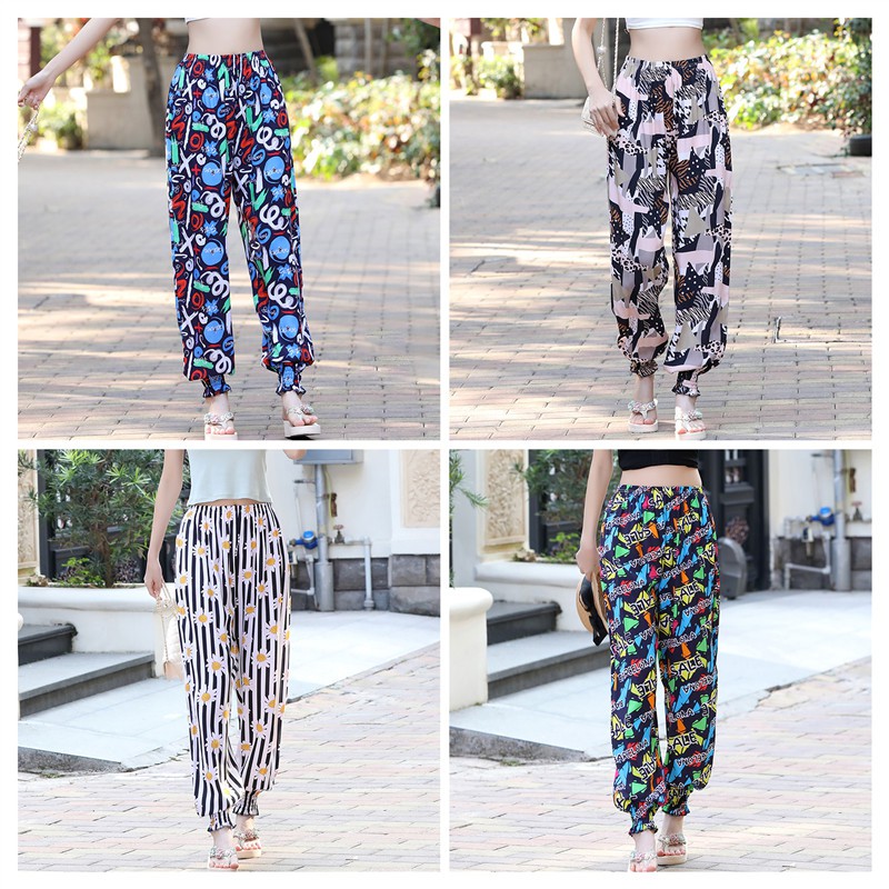 [LF] Quần Dài Dáng Rộng Mặc Nhà Phong Cách Boho Size S-3XL Thời Trang Xuân Hè Cho Nữ