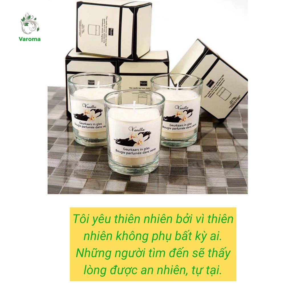 Nến Thơm VaromaS B&W Thiết Kế Cao Cấp Không Khói Thơm Phòng Thư Giãn Tinh Dầu Thiên Nhiên Sáp Đậu Nành An Toàn NEN09 50g