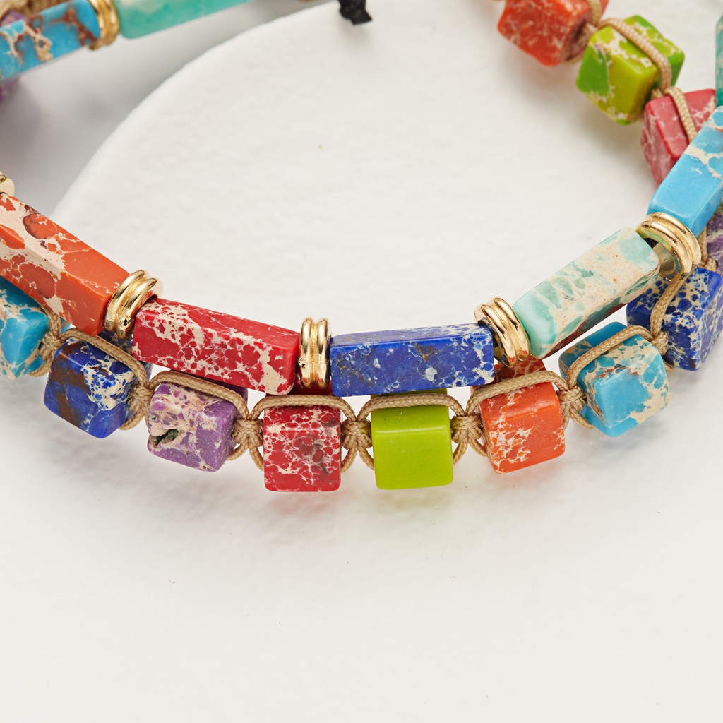 Vòng đeo tay RINHOO FRIENDSHIP hạt đá nhiều màu thời trang cho nữ