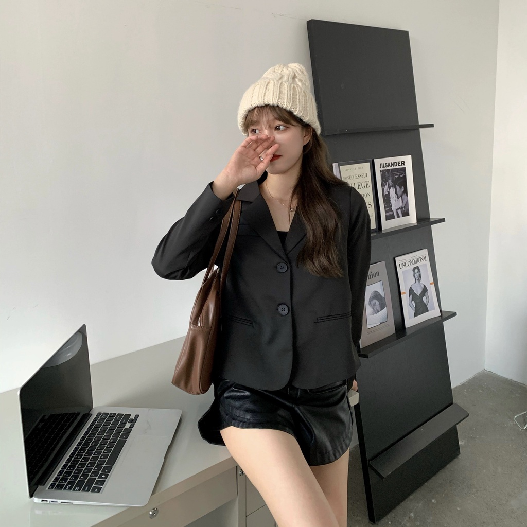 Áo Blazer Size Nhỏ XXS XS Màu Trắng Kem Đen Phong Cách Hàn Quốc