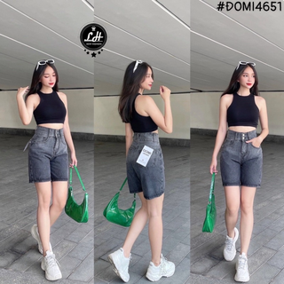 Quần jean ngố trơn lưng cao 2 nút (MS 40)