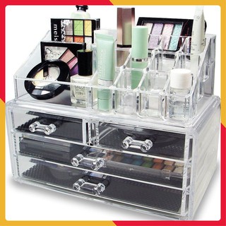 KỆ MỸ PHẨM BẰNG NHỰA MICA 3 TẦNG MẪU MỚI